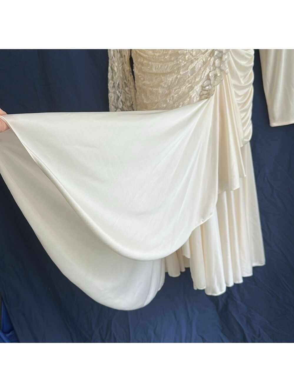Filigree Ltd Vintage Elegant Ivory Draped Long Sleeve Special Occasion Dress 18W - Picture 11 of 17
